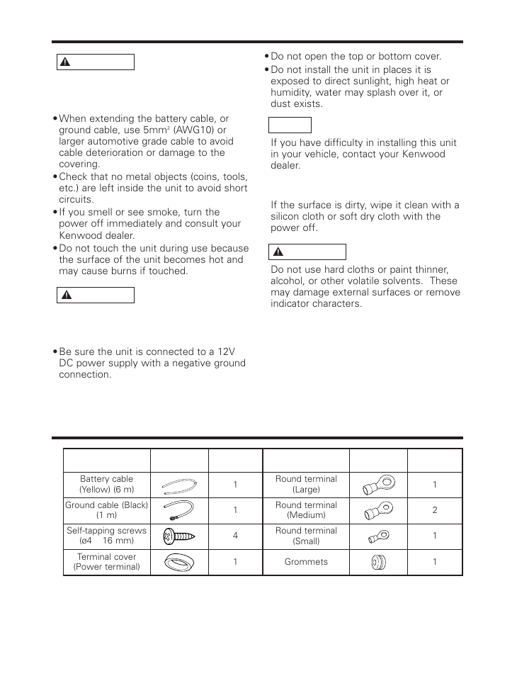 Safety precautions, Accessories | Kenwood KAC-816 User Manual | Page 2 / 9