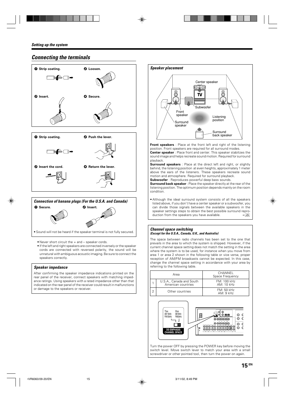 Connecting the terminals | Kenwood KRF-V8060D User Manual | Page 15 / 44