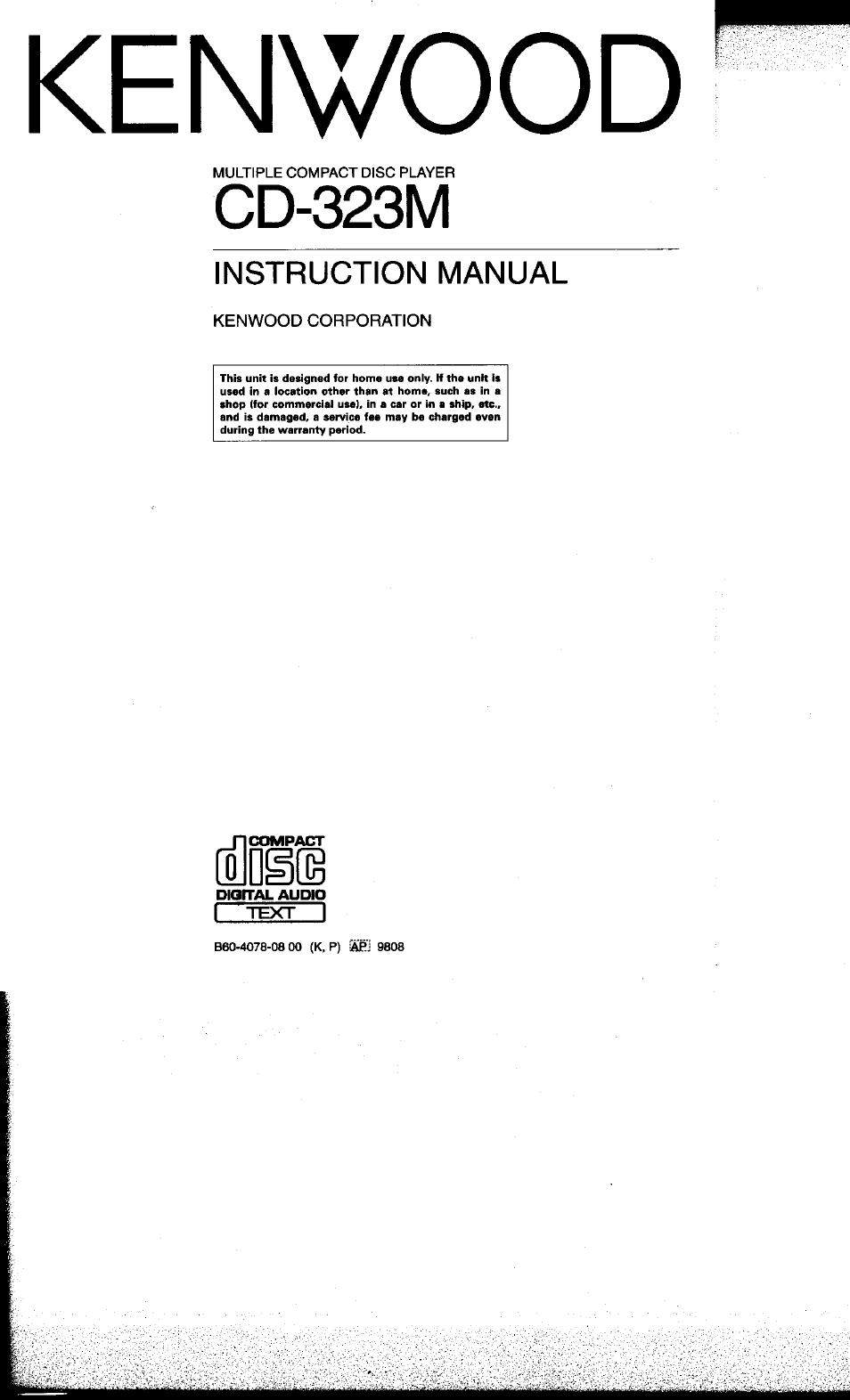 Kenwood CD-323M User Manual | 30 pages