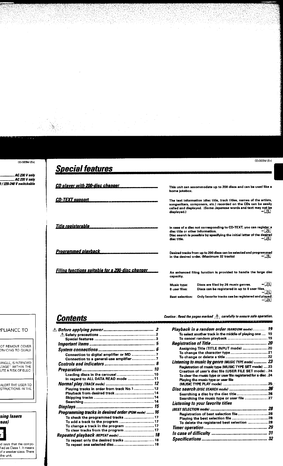 Kenwood CD-323M User Manual | Page 3 / 30