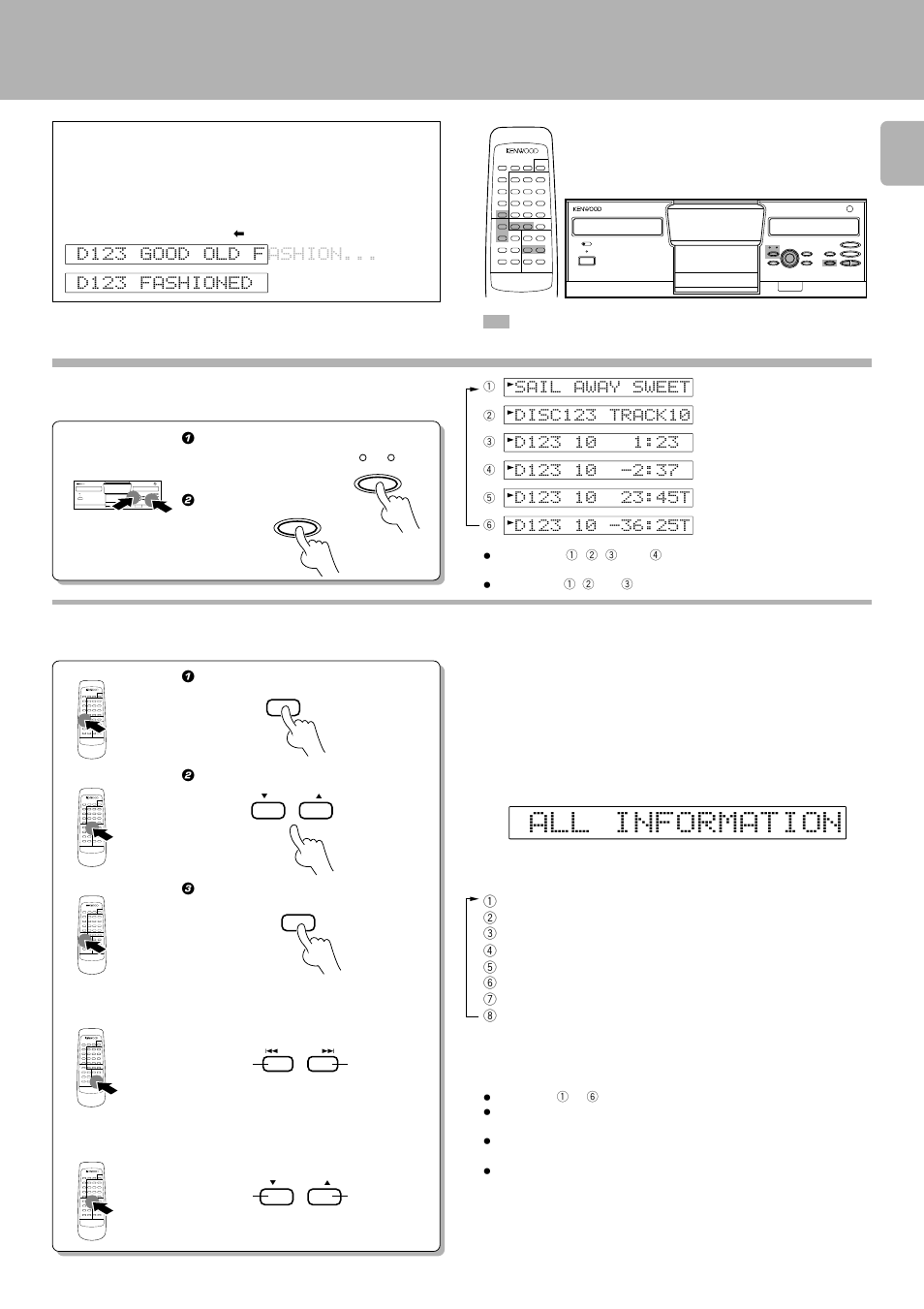 Displays, Time display, Displays scrolling | Kenwood DPF-J9010 User Manual | Page 15 / 32