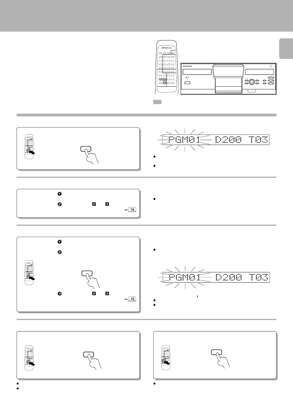 To check the programmed tracks, To add a track to the program, To change a track in the program | To clear tracks from the program | Kenwood DPF-J9010 User Manual | Page 17 / 32