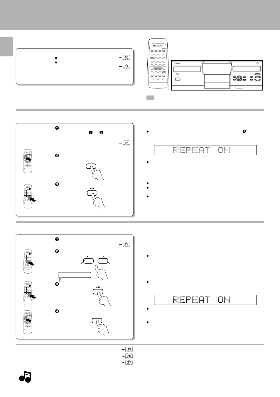 Repeated playback (repeat mode), To repeat one selected disc, Repeated playback | Repeat mode) | Kenwood DPF-J9010 User Manual | Page 18 / 32