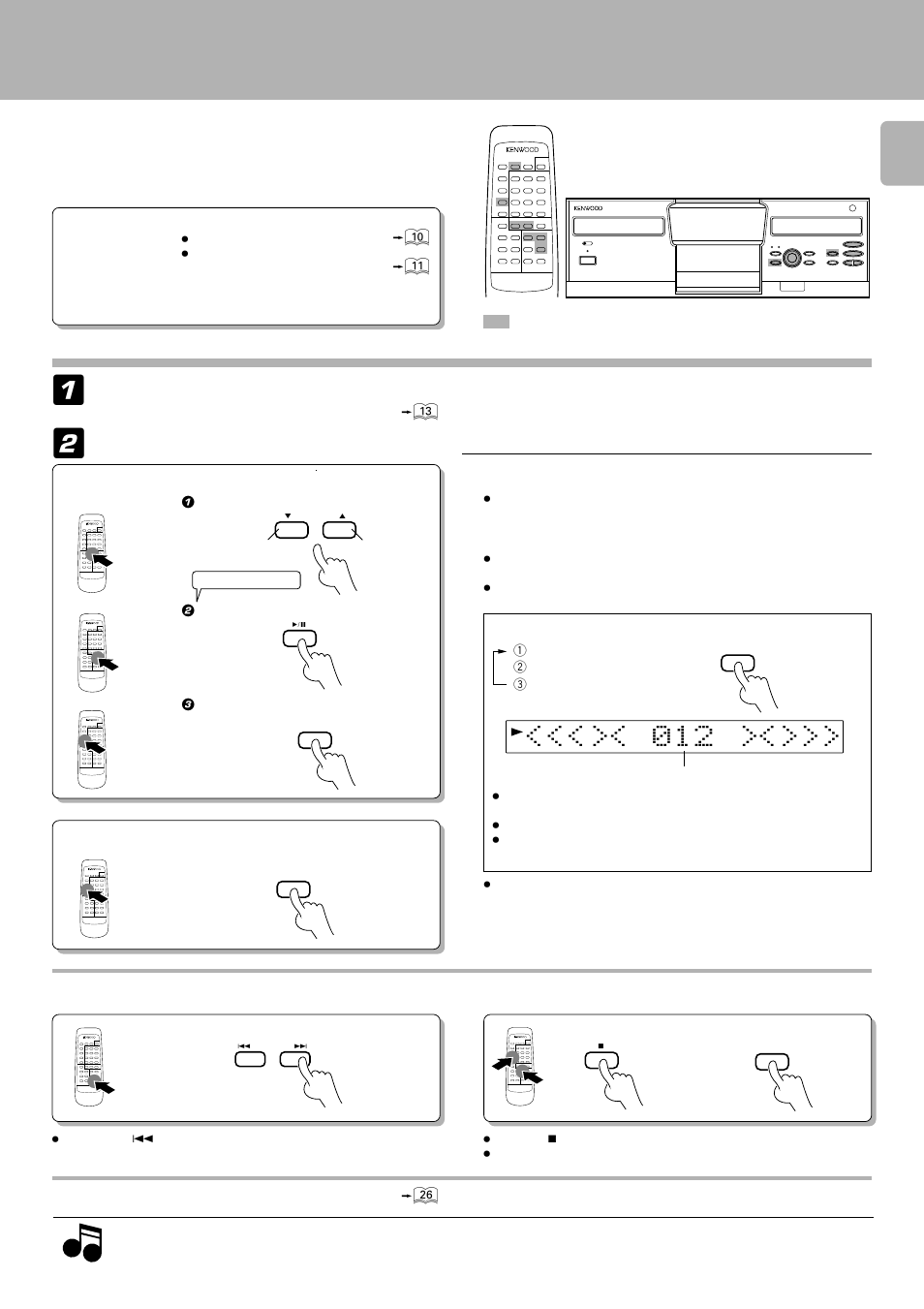 Playback in a random order (random mode), To cancel random playback, Playback in a random order | E < 1 0 > 2, Random mode) | Kenwood DPF-J9010 User Manual | Page 19 / 32