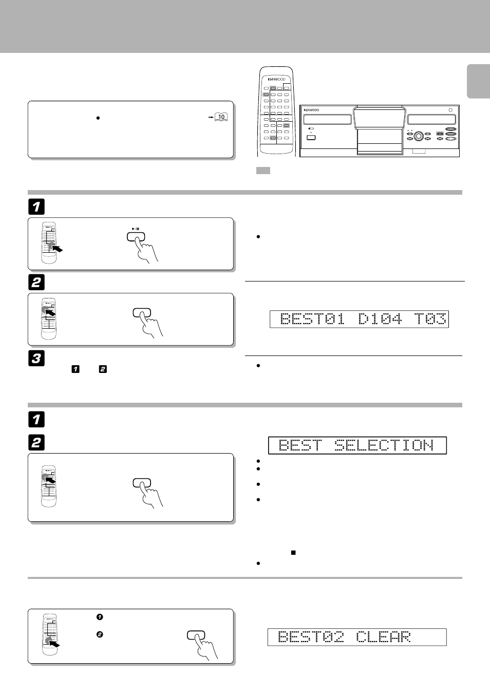 Registration of best selection file, Playing the best selection file, To delete the registered best selection | Listening to your favorite titles | Kenwood DPF-J9010 User Manual | Page 27 / 32