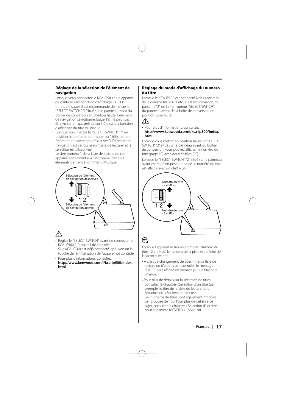 Kenwood KCA-iP500 User Manual | Page 17 / 84