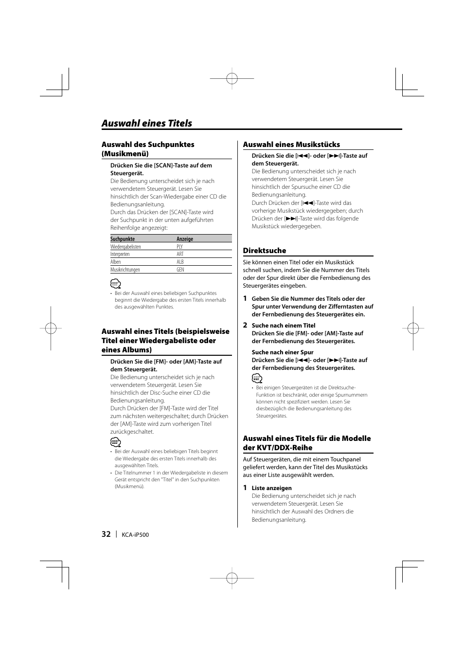 Auswahl eines titels | Kenwood KCA-iP500 User Manual | Page 32 / 84