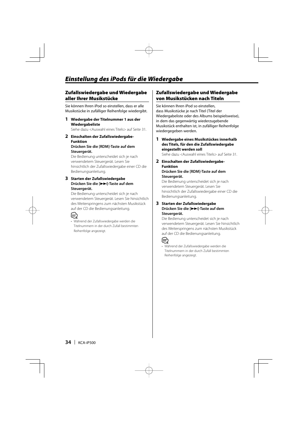 Einstellung des ipods für die wiedergabe | Kenwood KCA-iP500 User Manual | Page 34 / 84