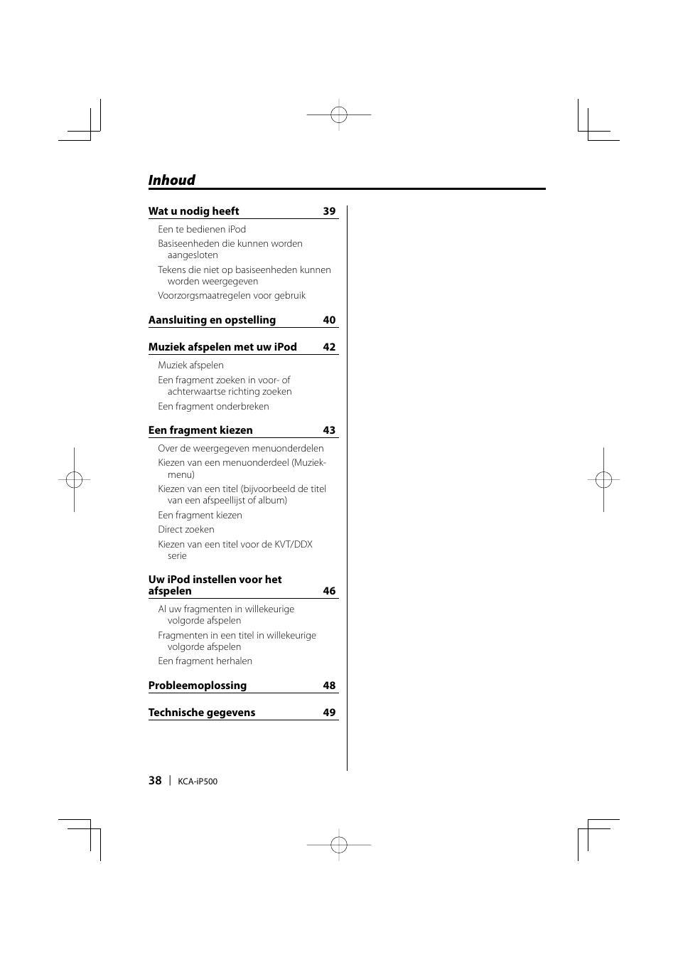 Inhoud | Kenwood KCA-iP500 User Manual | Page 38 / 84