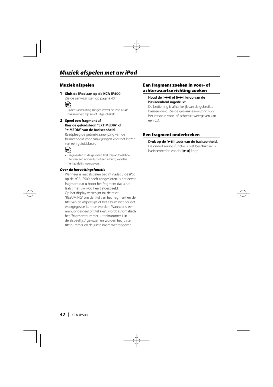 Muziek afspelen met uw ipod | Kenwood KCA-iP500 User Manual | Page 42 / 84