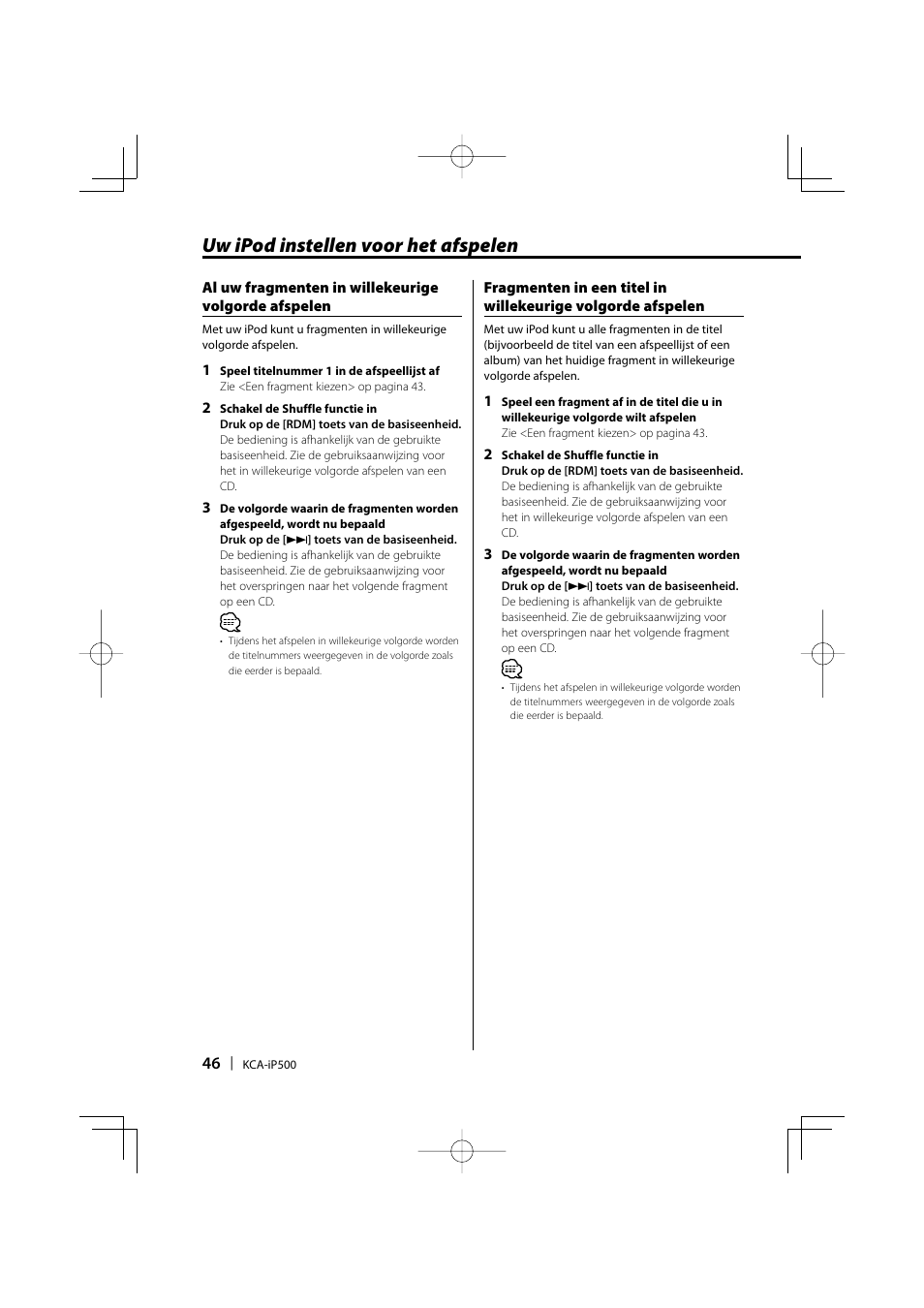 Uw ipod instellen voor het afspelen | Kenwood KCA-iP500 User Manual | Page 46 / 84