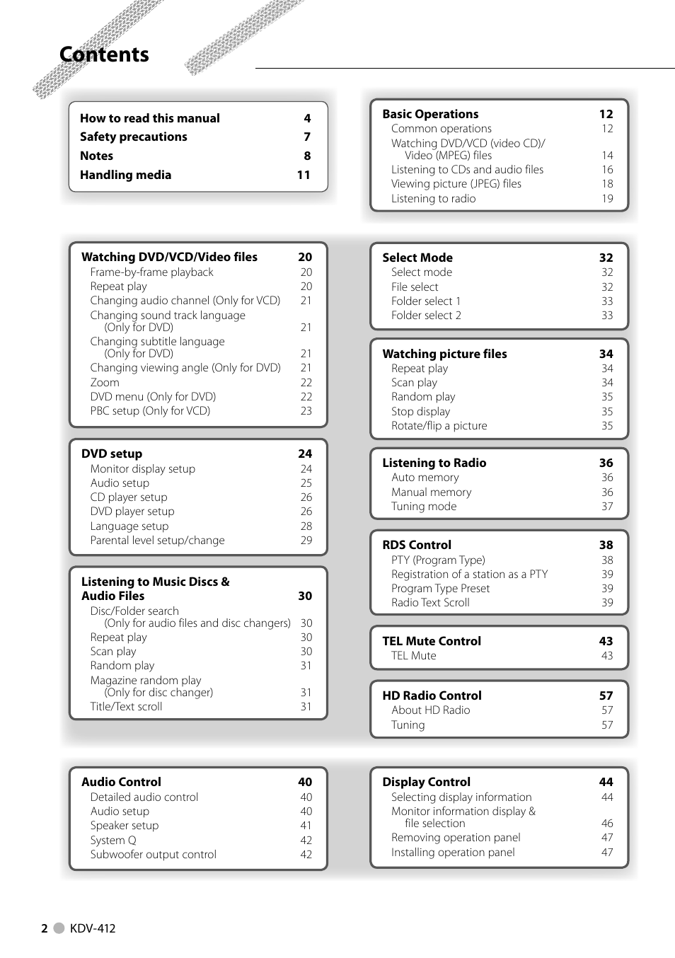 Kenwood KDV-412 User Manual | Page 2 / 80