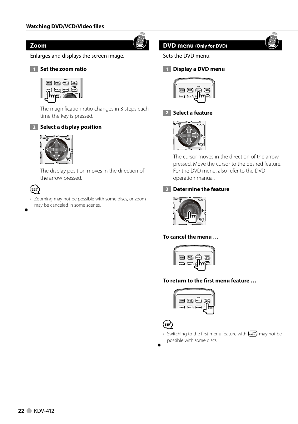 Kenwood KDV-412 User Manual | Page 22 / 80