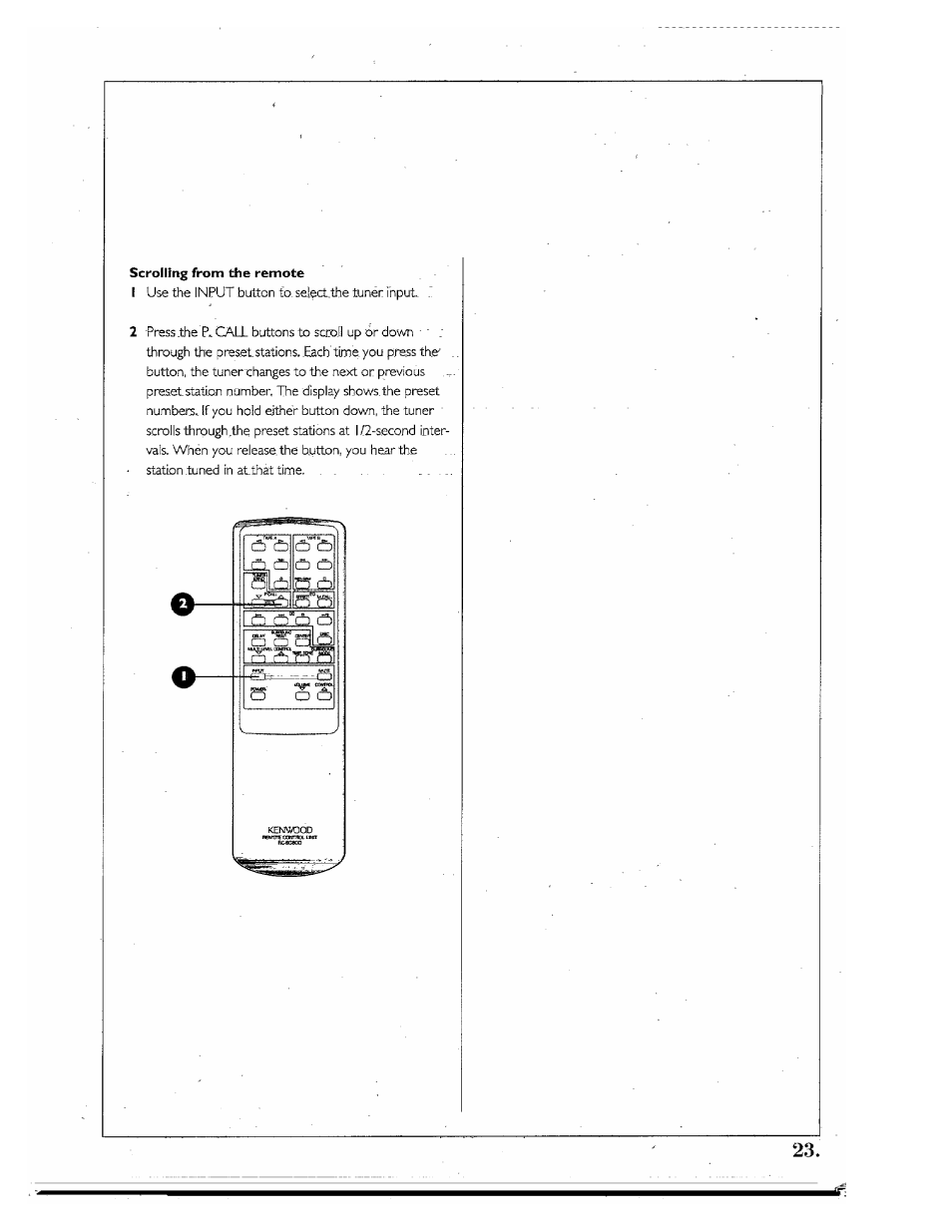 Scrolling from the remote | Kenwood SPECTRUM 850 AV User Manual | Page 23 / 56