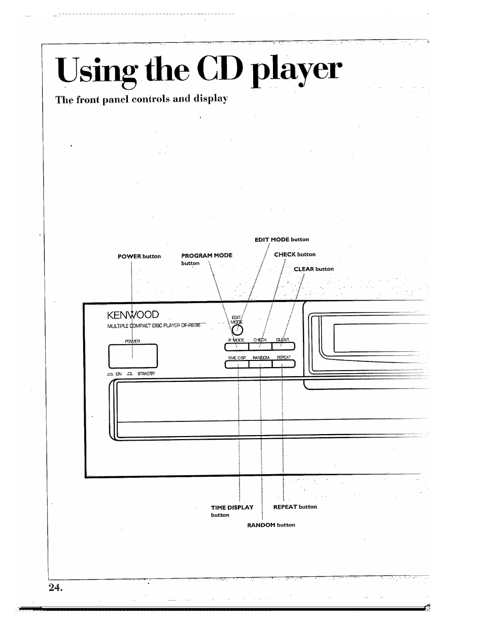 Using the cd player | Kenwood SPECTRUM 850 AV User Manual | Page 24 / 56