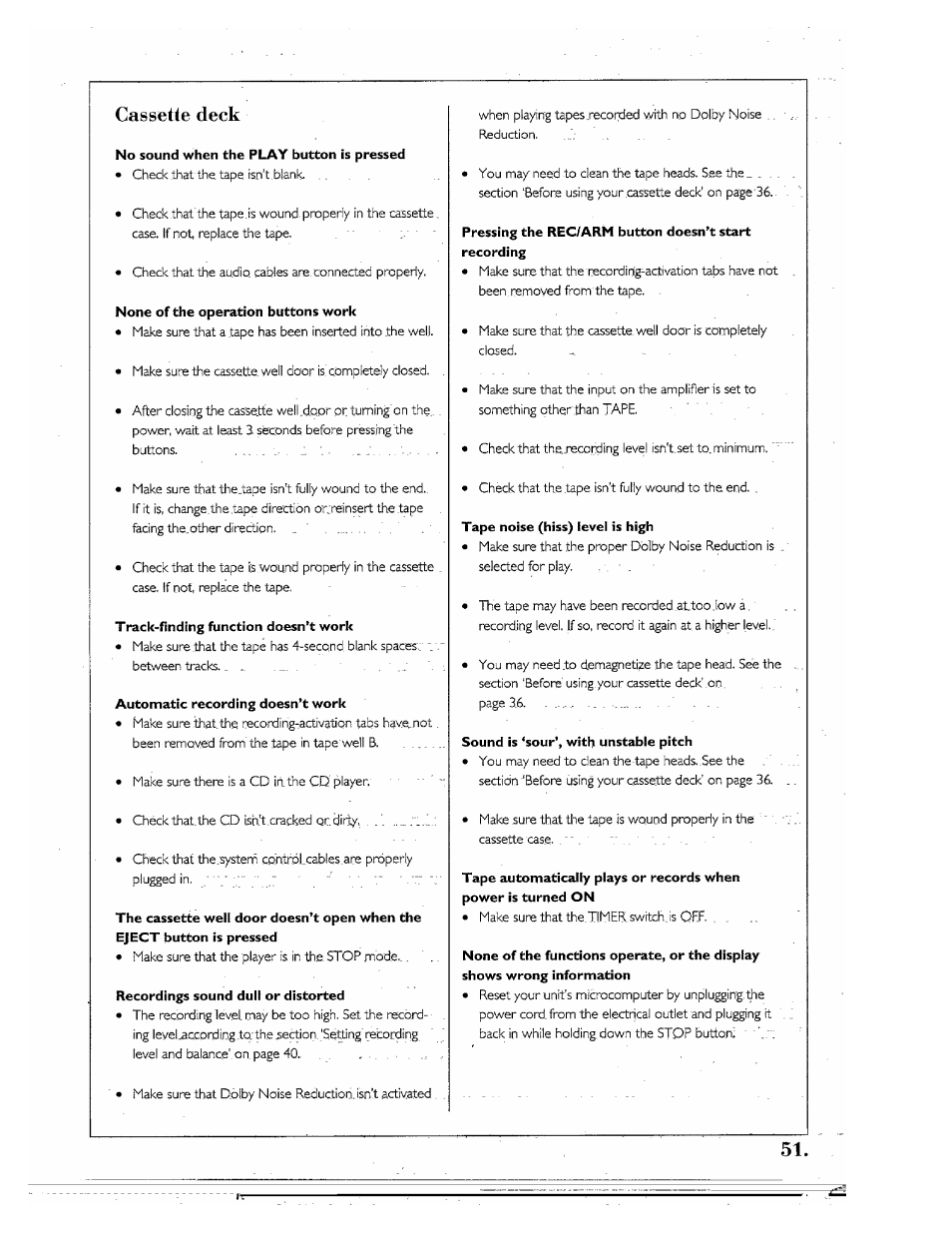 Cassette deck | Kenwood SPECTRUM 850 AV User Manual | Page 51 / 56