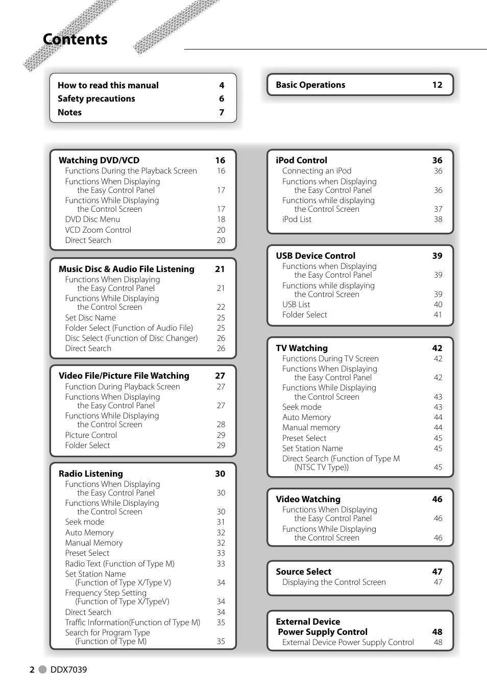 Kenwood DDX7039M User Manual | Page 2 / 96