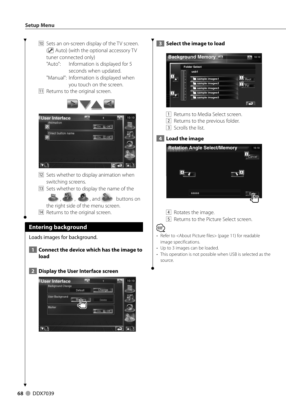 Entering background | Kenwood DDX7039M User Manual | Page 68 / 96