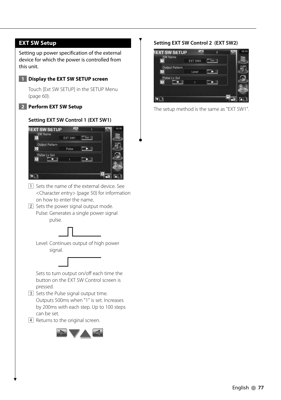 Ext sw setup | Kenwood DDX7039M User Manual | Page 77 / 96