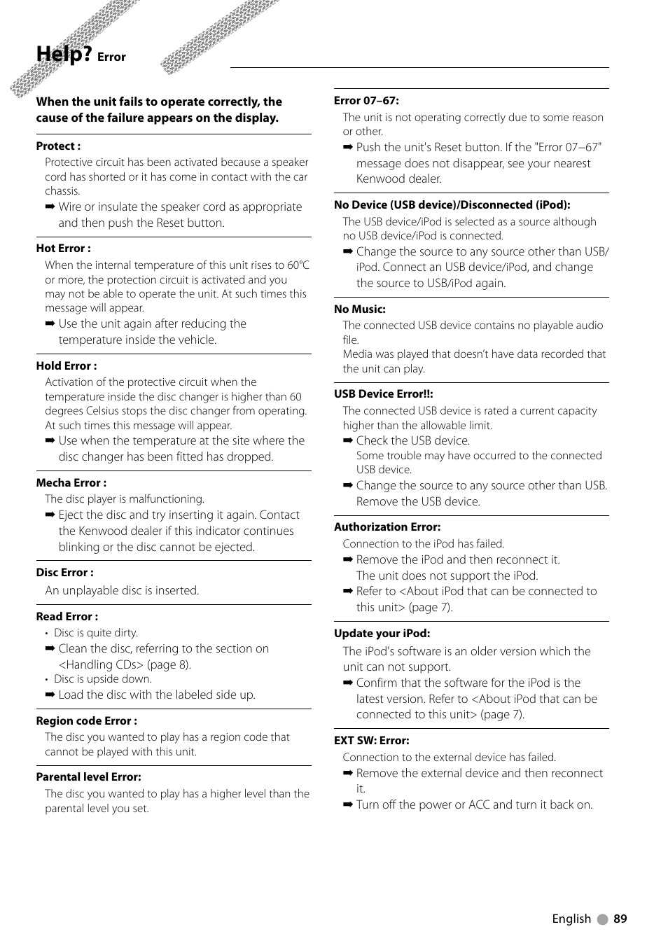 Help | Kenwood DDX7039M User Manual | Page 89 / 96