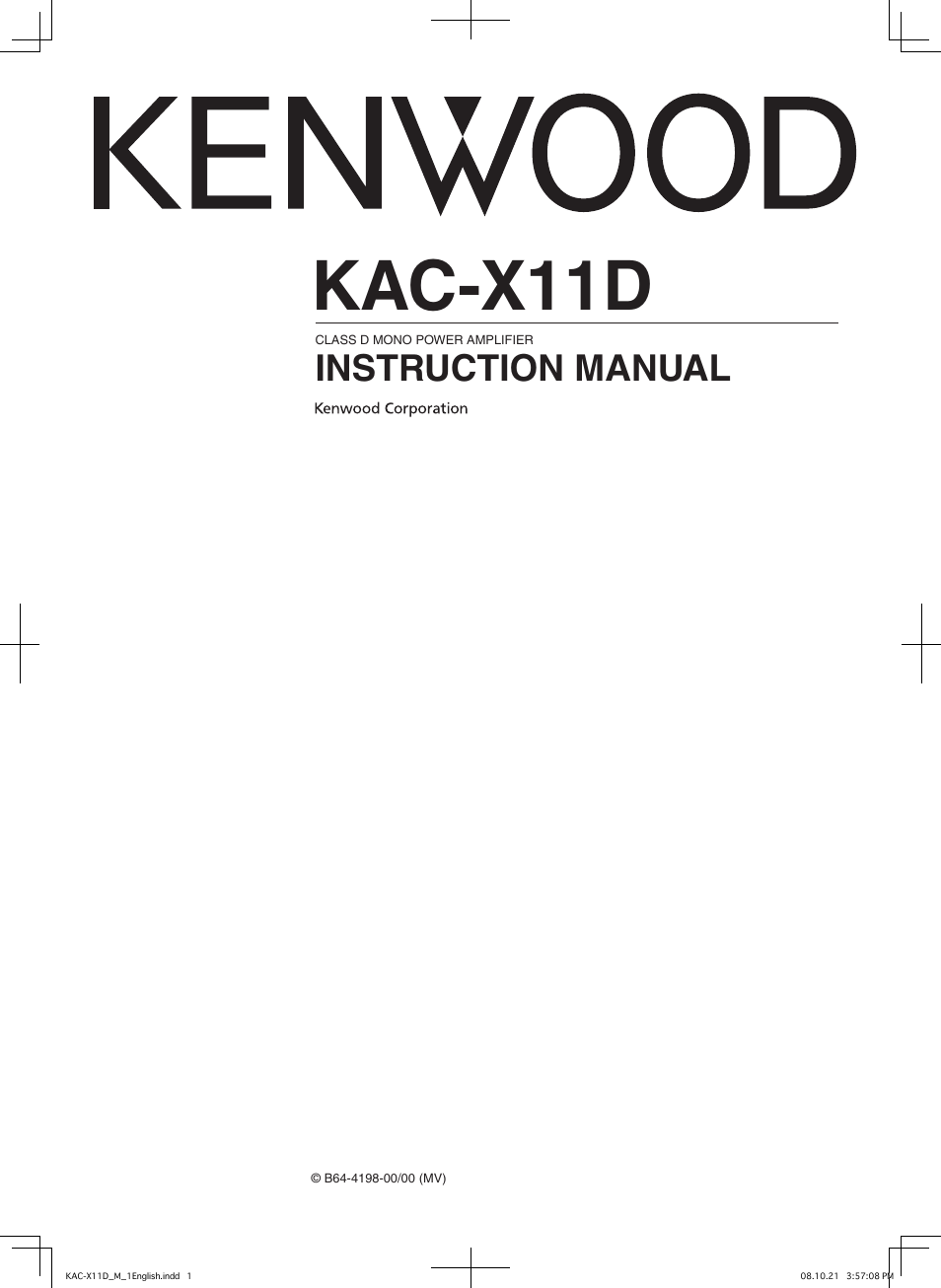 Kenwood KAC-X11D User Manual | 8 pages