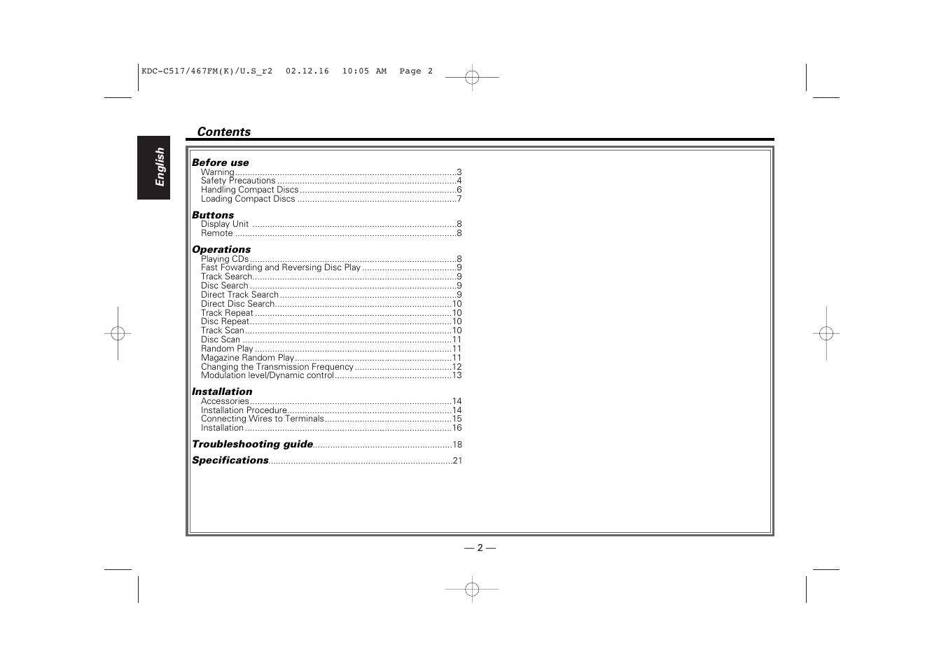 Kenwood 467FM User Manual | Page 2 / 21