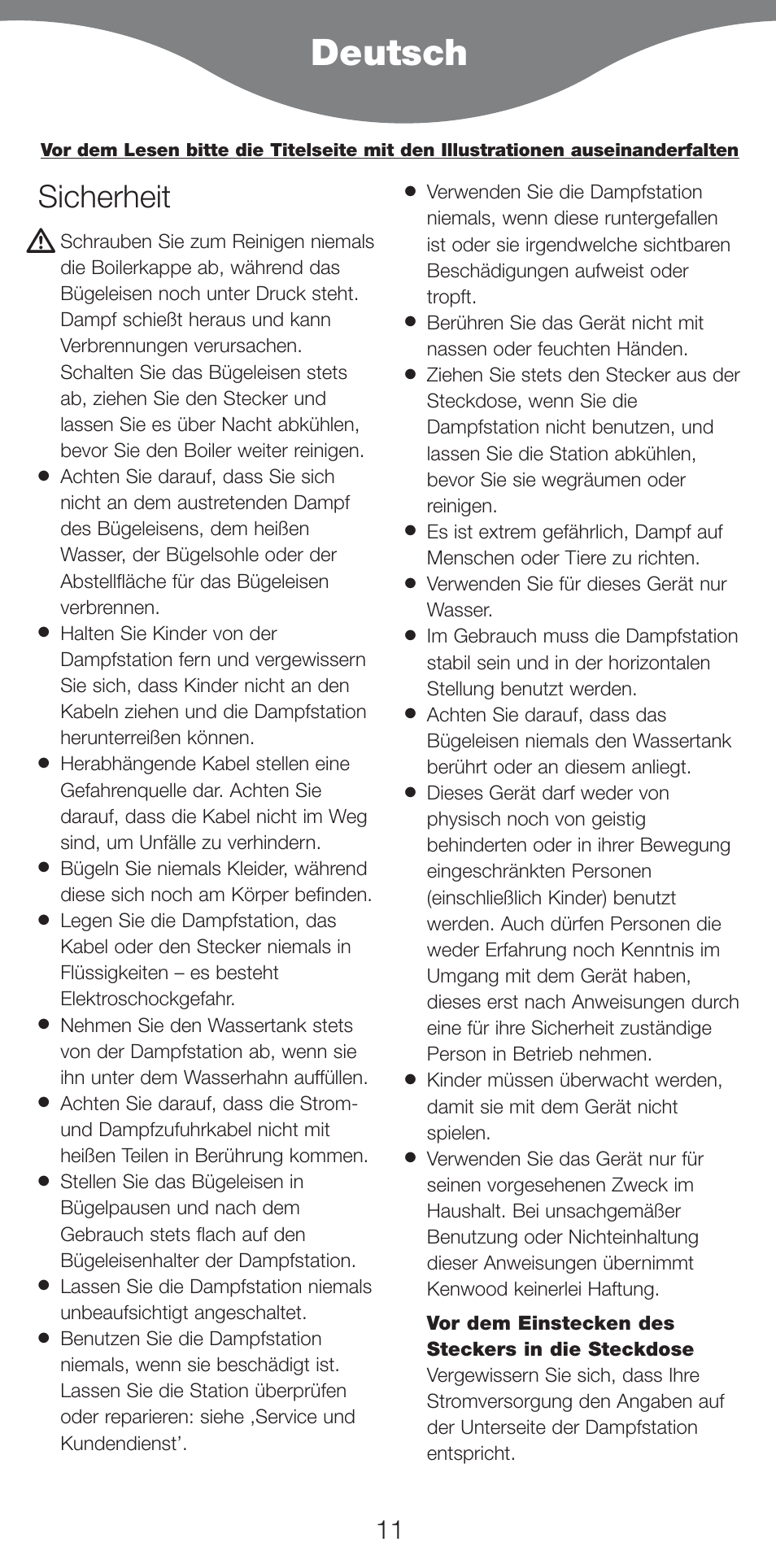 Deutsch, Sicherheit | Kenwood IC550 series User Manual | Page 14 / 28