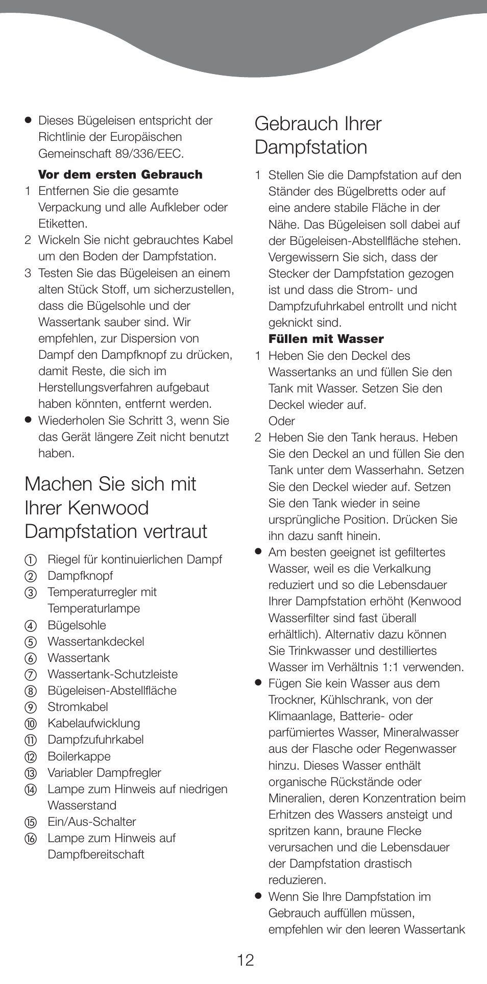 Gebrauch ihrer dampfstation | Kenwood IC550 series User Manual | Page 15 / 28