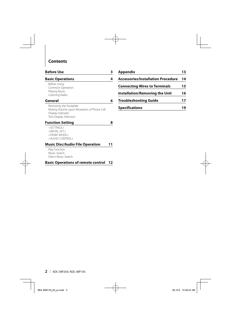 Kenwood KDC-MP245 User Manual | Page 2 / 56