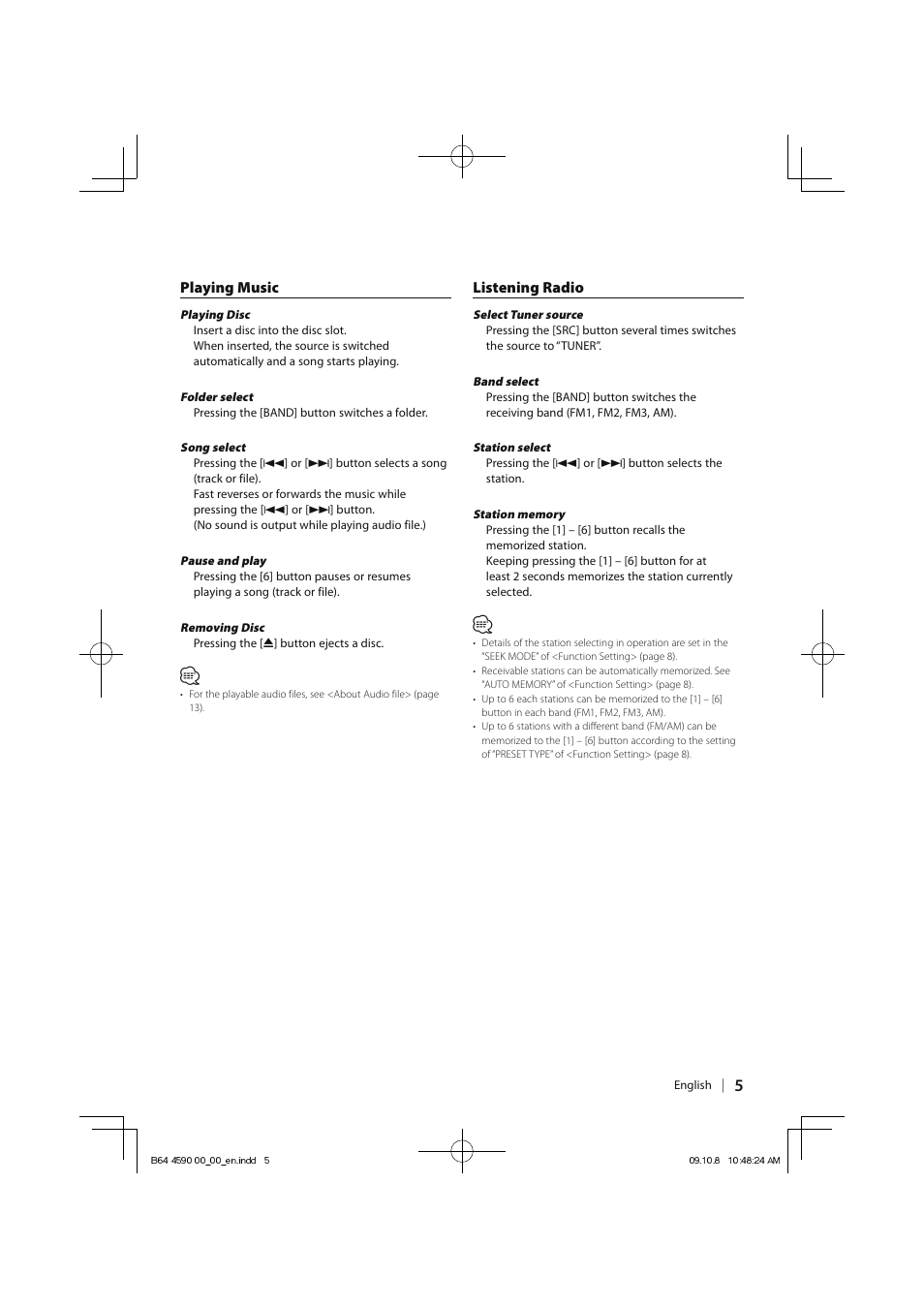 Kenwood KDC-MP245 User Manual | Page 5 / 56