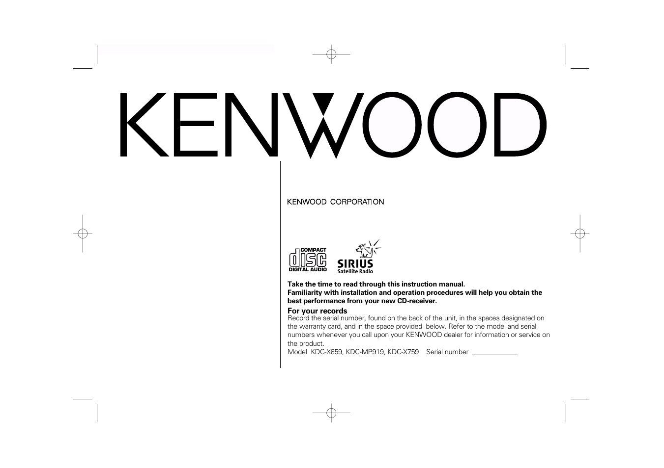 Kenwood eXcelon KDC-X759 User Manual | 47 pages