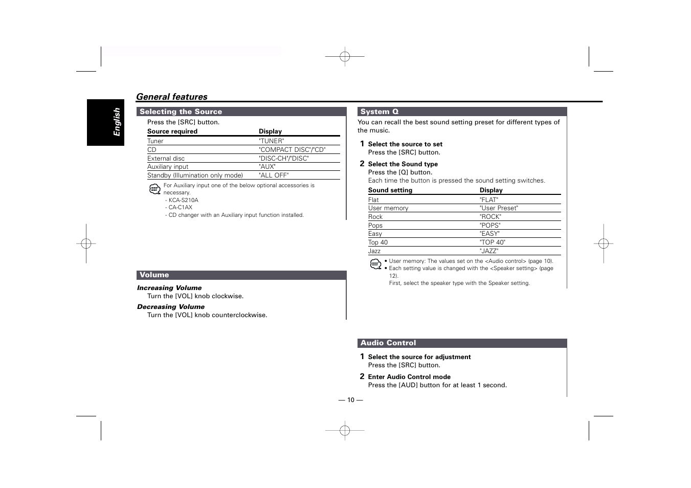 Kenwood eXcelon KDC-X759 User Manual | Page 10 / 47