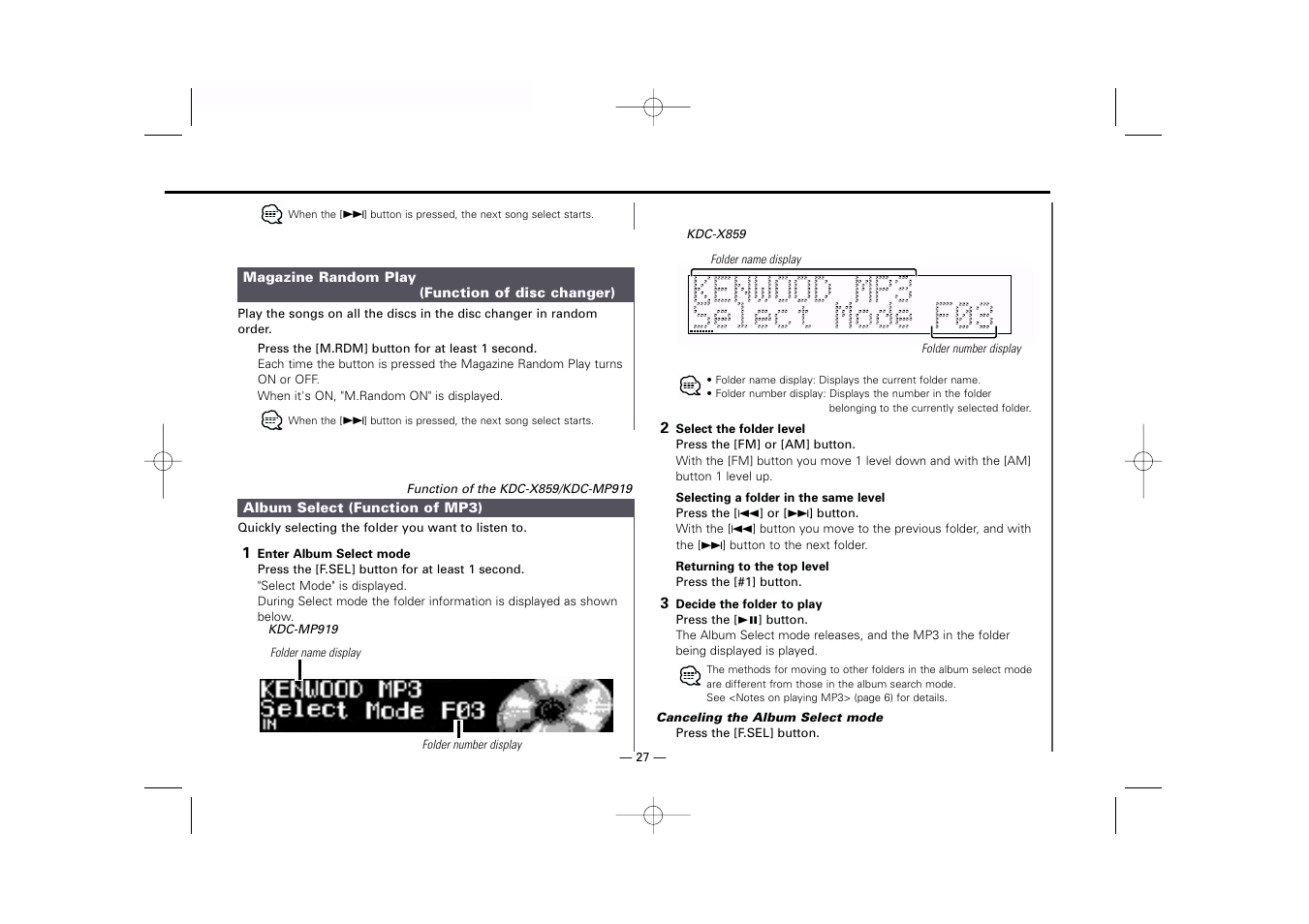 Kenwood eXcelon KDC-X759 User Manual | Page 27 / 47