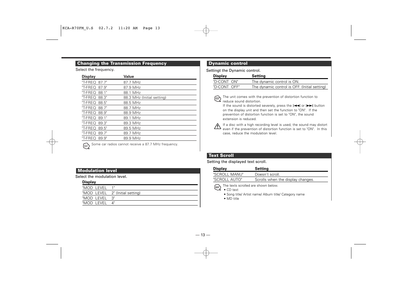 Kenwood FM MODULATOR SYSTEM KCA-R70FM User Manual | Page 13 / 27