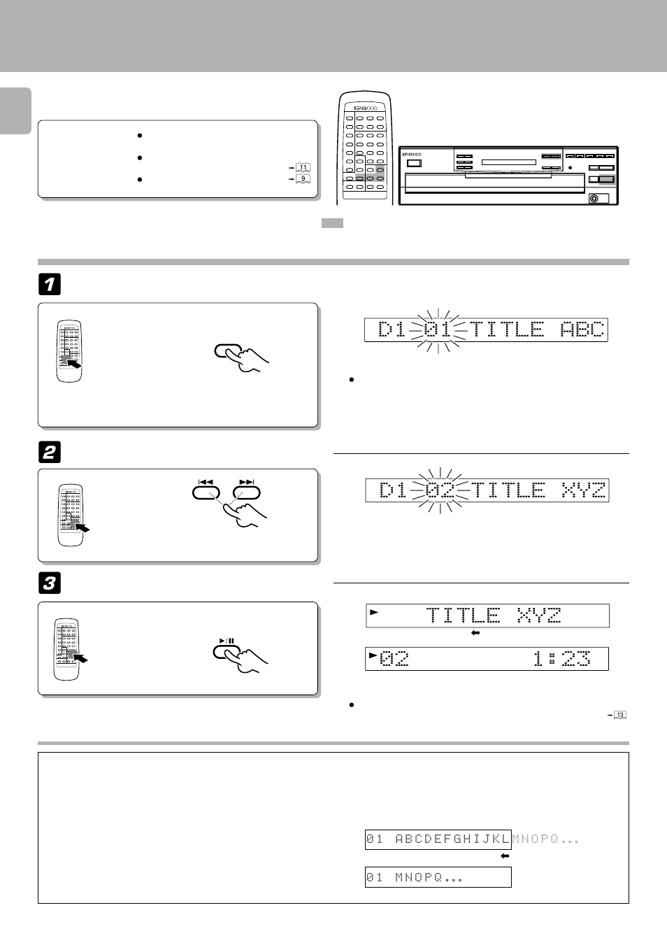 Searching for tracks by title (title search) | Kenwood CD-206 User Manual | Page 12 / 28