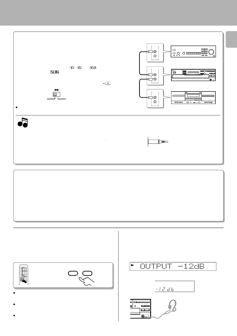 To use the headphone (except for cd-203/dpf-r3010), System control connections, System control operations | System connections, 1 2 _ d b | Kenwood CD-206 User Manual | Page 5 / 28