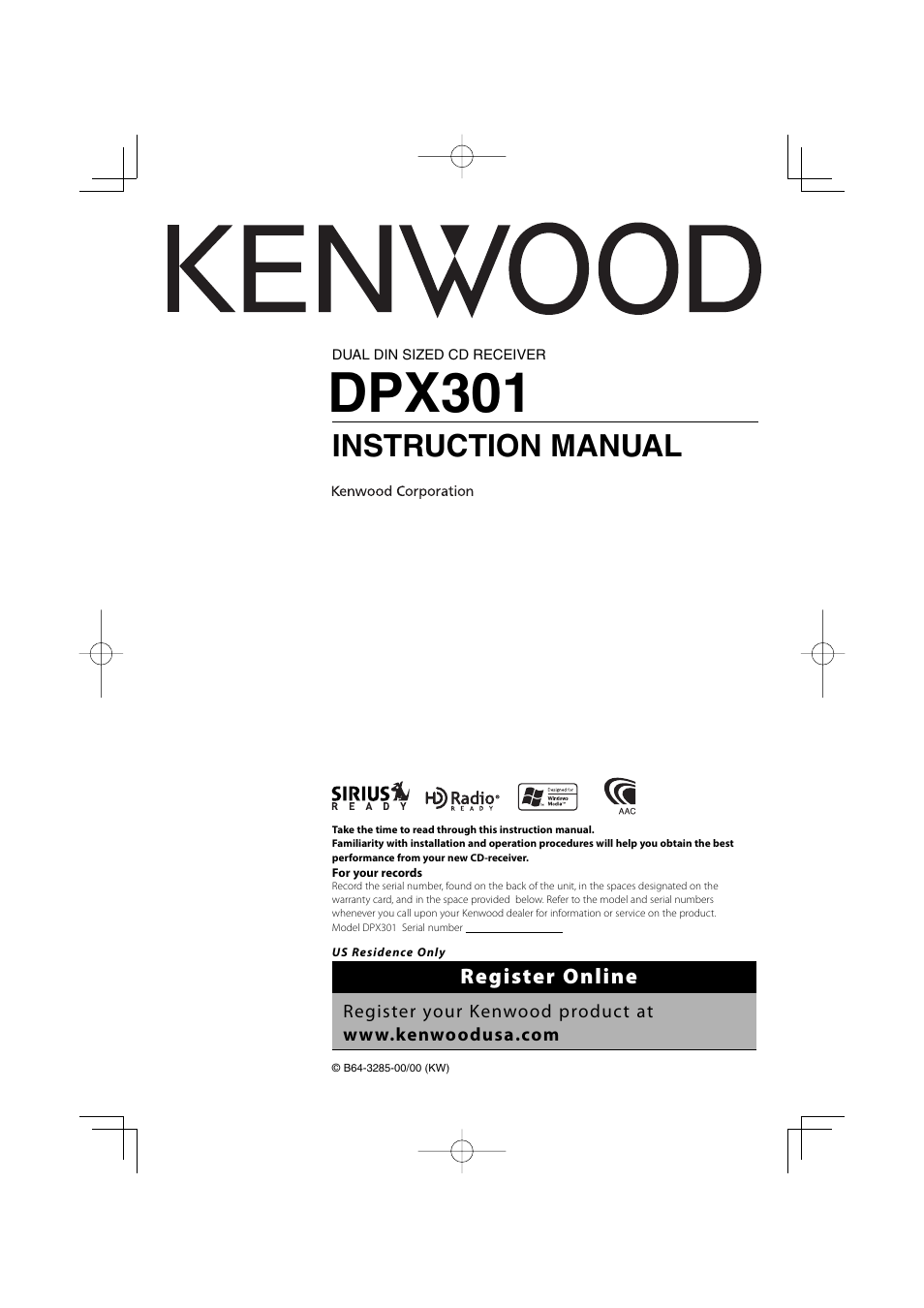 Kenwood DPX301 User Manual | 36 pages