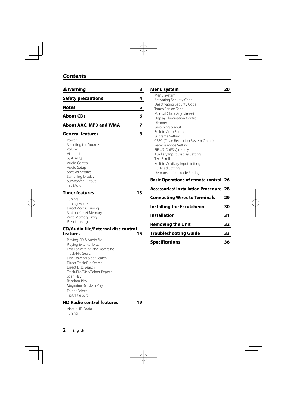 Kenwood DPX301 User Manual | Page 2 / 36