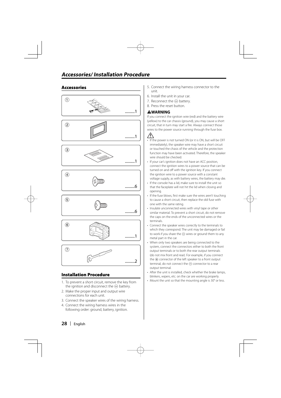 Accessories/ installation procedure | Kenwood DPX301 User Manual | Page 28 / 36