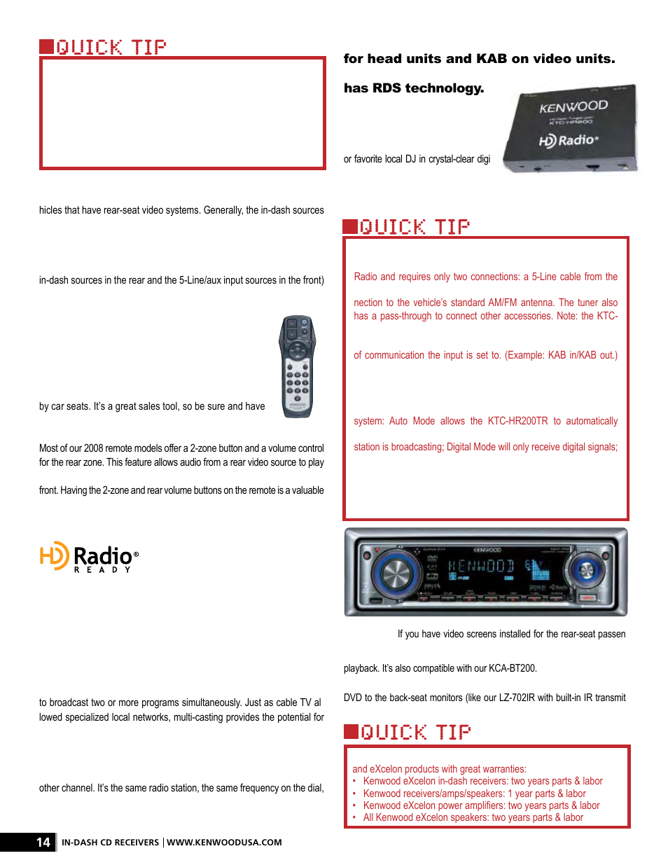 Handy remotes, Experience hd radio, Kdv-412 | Kenwood AMPED XR-S17P User Manual | Page 14 / 52