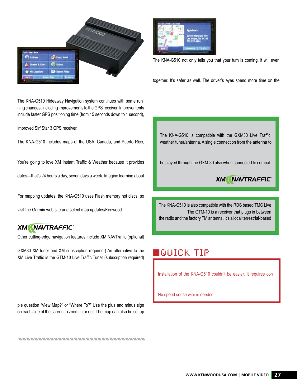 Better navigation hands down, Easy-to-use interface, Text to speech | Live traffic and weather | Kenwood AMPED XR-S17P User Manual | Page 27 / 52