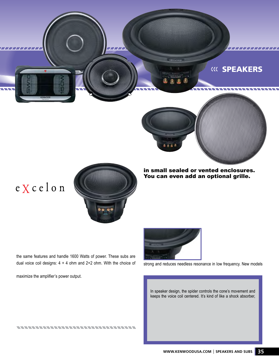 Speakers | Kenwood AMPED XR-S17P User Manual | Page 35 / 52