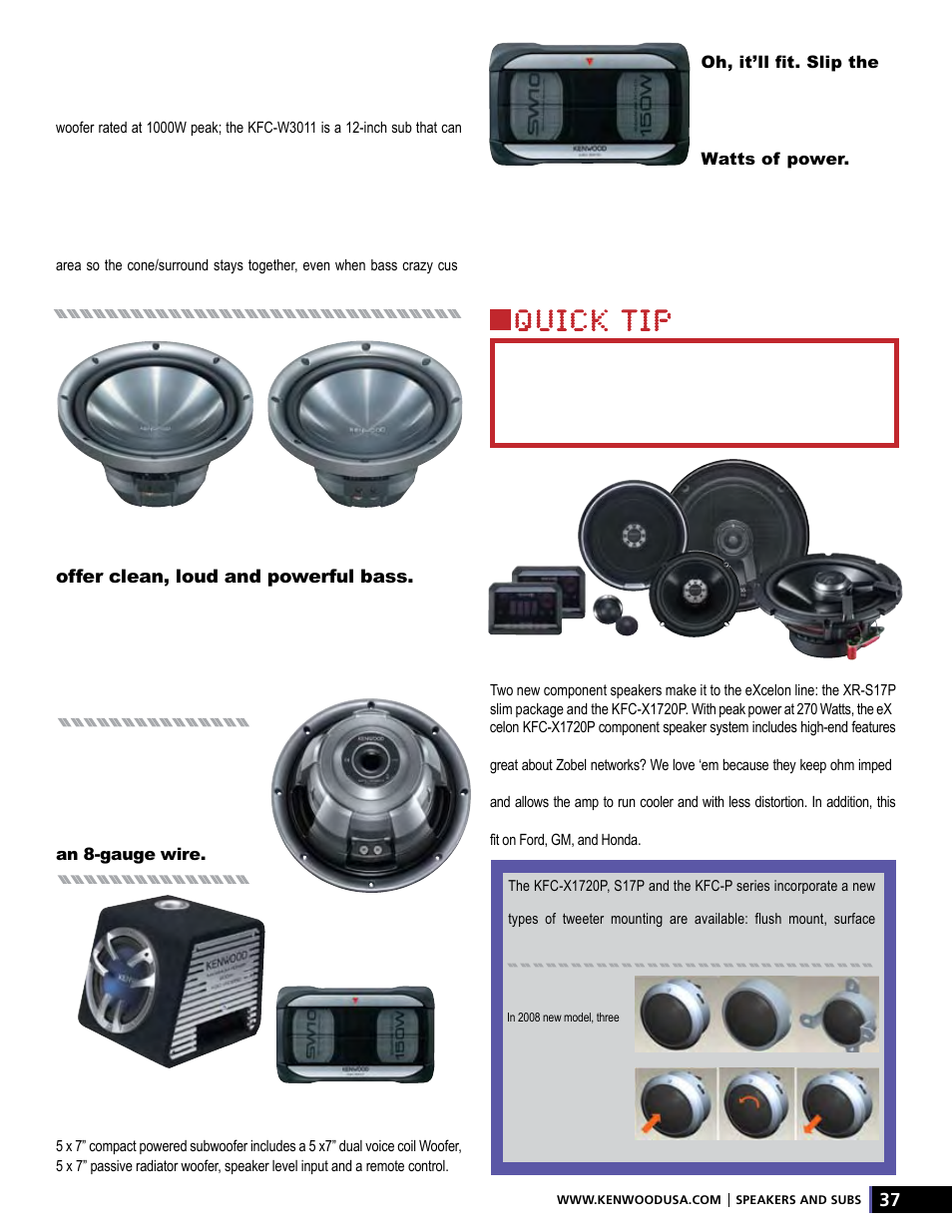 No customer left behind, Happy little thumpers, Excelon speakers—an ear’s best friend | Kenwood AMPED XR-S17P User Manual | Page 37 / 52