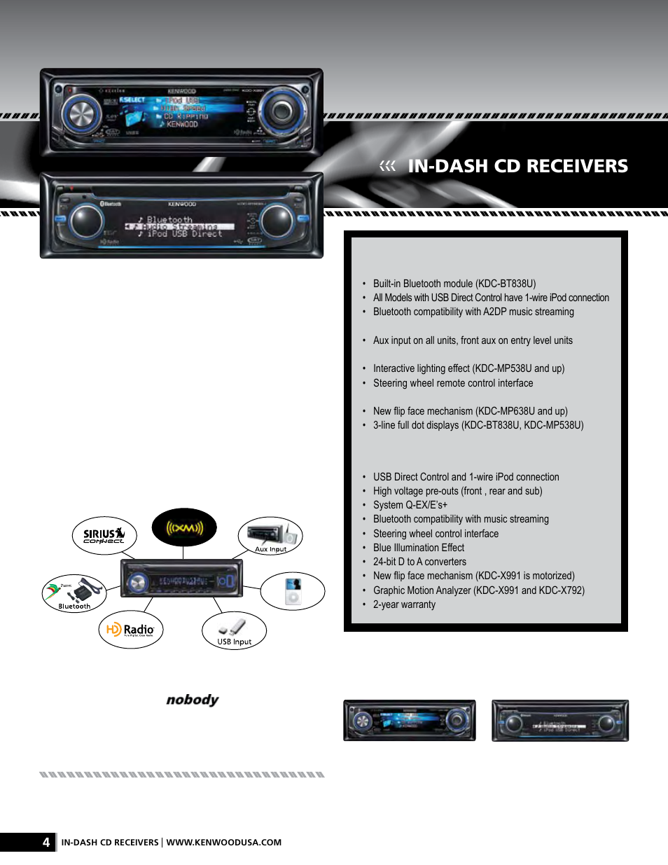 In-dash cd receivers | Kenwood AMPED XR-S17P User Manual | Page 4 / 52