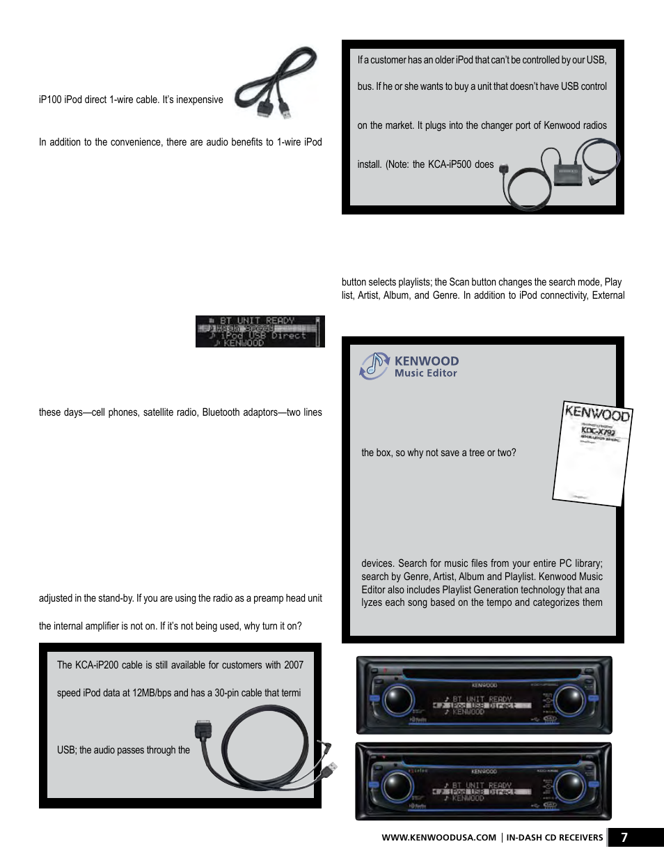 Think outside the port, Enough with the one liners, Display and amplifier on and off function | Amplifier shut off, External media control, Our pc is pc | Kenwood AMPED XR-S17P User Manual | Page 7 / 52