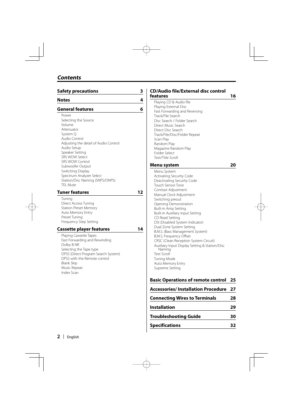 Kenwood DPX-MP4100 User Manual | Page 2 / 32
