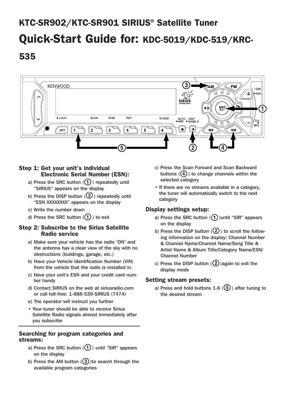 Quick-start guide for, Satellite tuner | Kenwood KTC-SR901 User Manual | Page 8 / 12