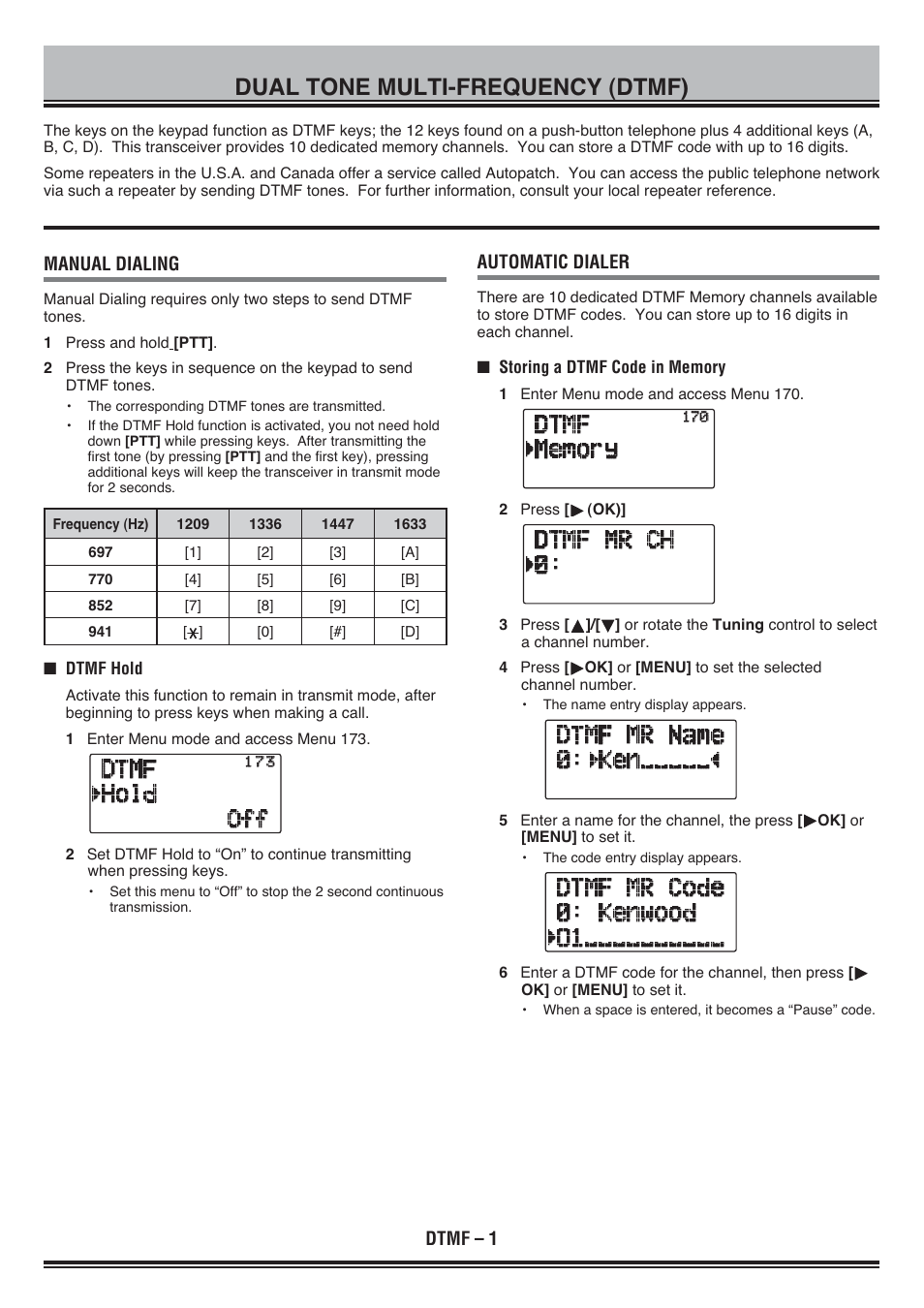 Dual tone multi-frequency (dtmf) | Kenwood TH-D72E User Manual | Page 21 / 75