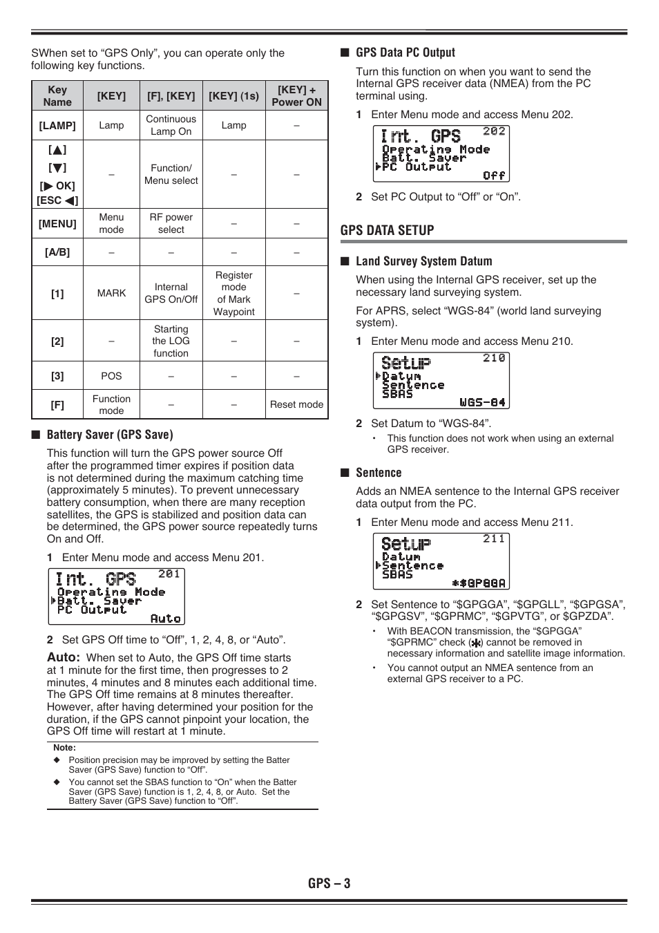 Gps – 3, Gps data setup | Kenwood TH-D72E User Manual | Page 33 / 75