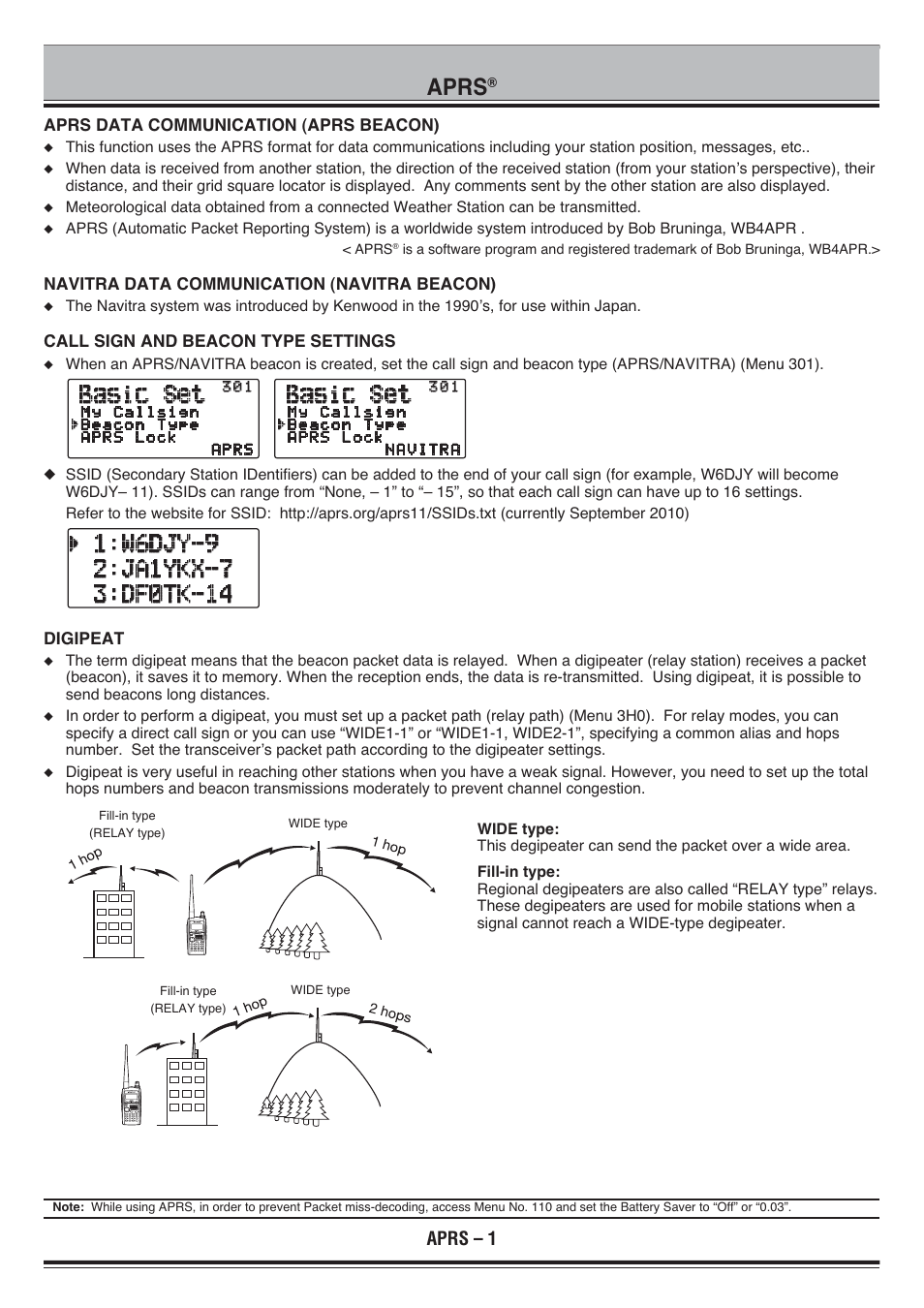 Aprs, Aprs – 1 | Kenwood TH-D72E User Manual | Page 44 / 75